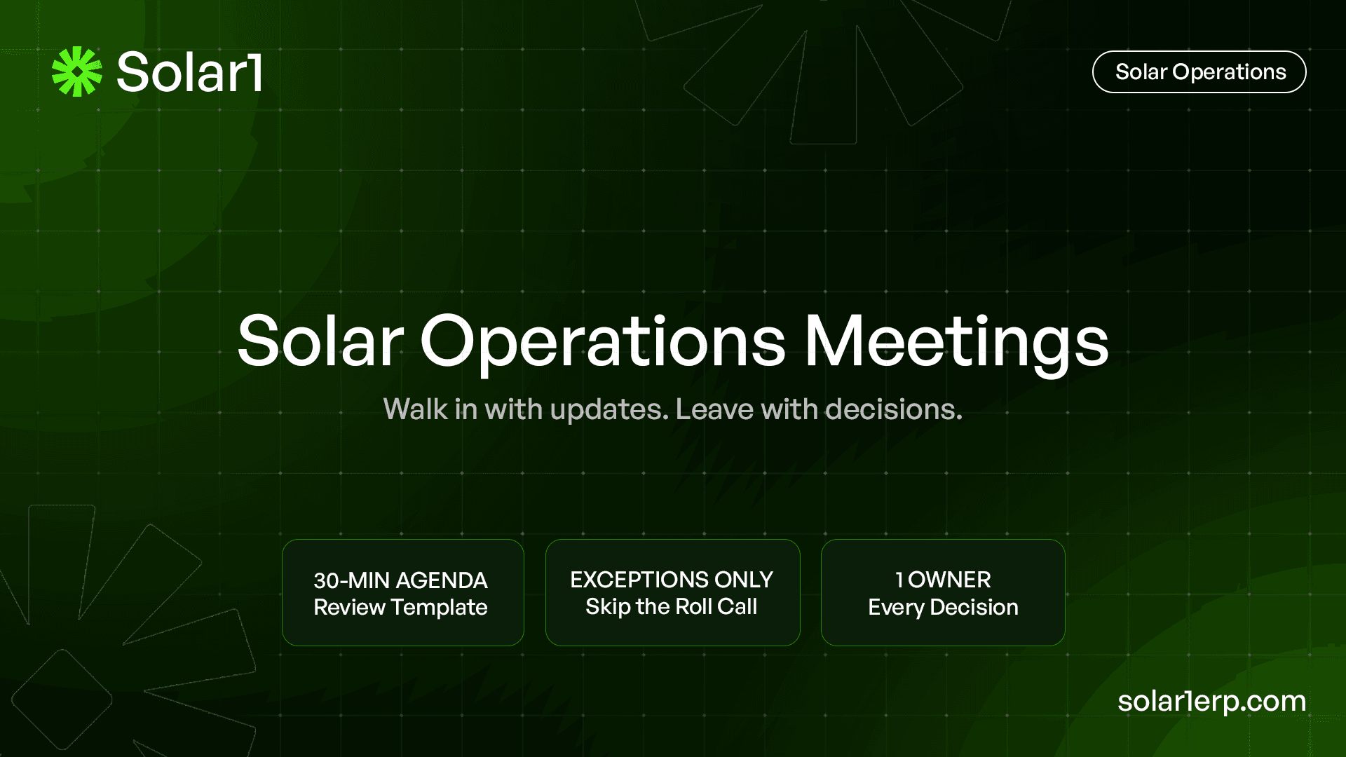 Solar Operations Meetings