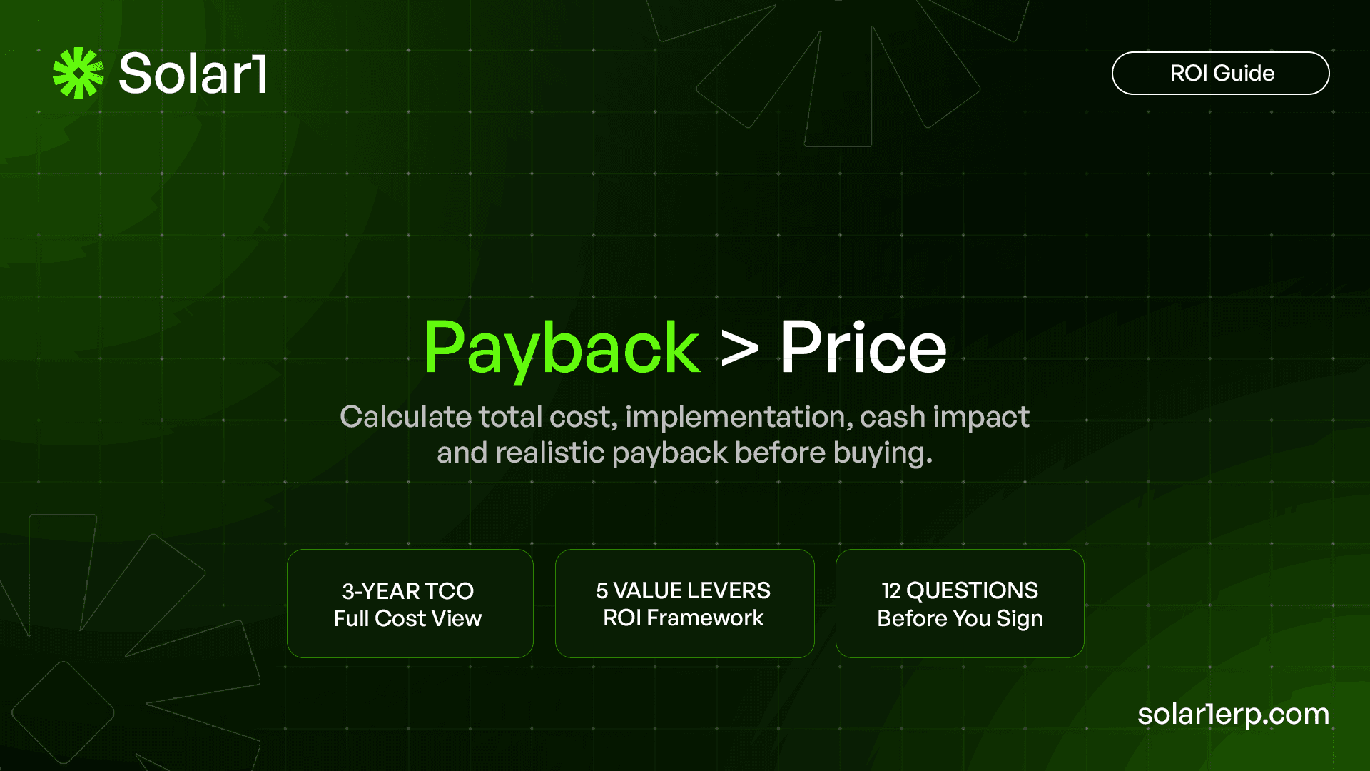 Solar ERP pricing and ROI framework