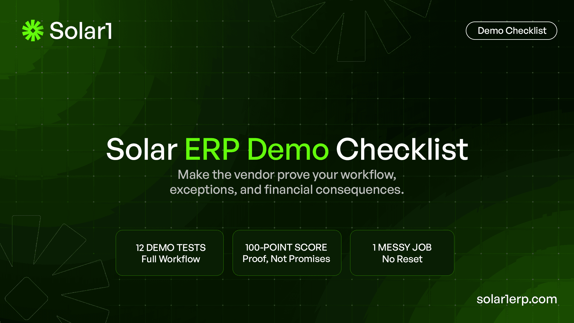Solar ERP demo checklist
